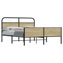 Berkfield Home Metal Bed Frame without Mattress Sonoma Oak 160x200 cm in Brown - thumbnail 1