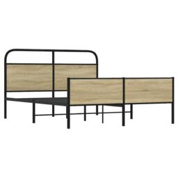 Berkfield Home Metal Bed Frame without Mattress Sonoma Oak 160x200 cm in Brown - thumbnail 3