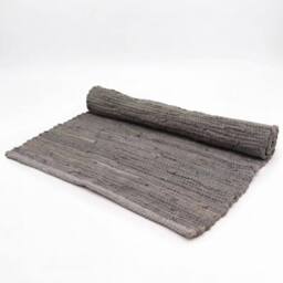 KDMD Large Indian Handloom Cotton Rug - Charcoal, Soft & Durable in Grey - Size: Medium - thumbnail 4
