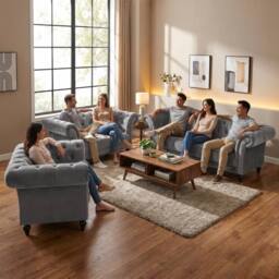 Bravich LTD Chesterfield Rolled Arm Velvet Sofa Buttoned Back Living Room Settee in Grey - Size: 1 Seater - thumbnail 3