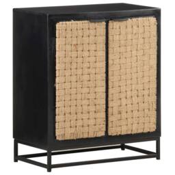 Berkfield Home Sideboard 60x35x70 cm Solid Mango Wood in Black - Size: 60 x 35 x 70 cm - thumbnail 2