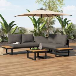 BTM 4-5 Seater Garden Furniture Outdoor Lounge Set with Reclining Seating in Grey - thumbnail 3