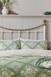 Helena Springfield 'Folk Trellis' Cotton Duvet Cover Set in Light Green - Size: King - thumbnail 2