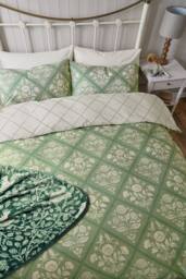 Helena Springfield 'Folk Trellis' Cotton Duvet Cover Set in Light Green - Size: King - thumbnail 4