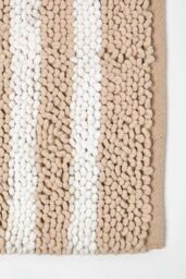 Homescapes Chenille Stripe Bath Mat 100% Cotton, 50 x 80 cm in Natural - thumbnail 2