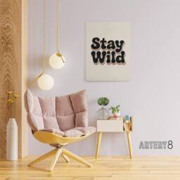 "Artery8 Stay Wild Retro Rainbow Font Typography Canvas Wall Art Print in Beige - Size: W18"" x H24""" - thumbnail 3