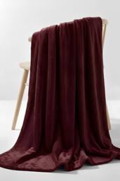 Pamposh Extra Large Flannel Fleece Blanket in Burgundy - Size: Medium
