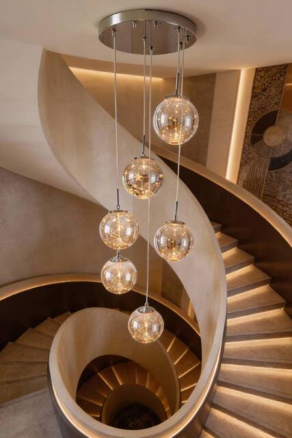 Living and Home Modern Six-Head Pendant Light Chandelier in Silver - image 1