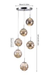 Living and Home Modern Six-Head Pendant Light Chandelier in Silver - thumbnail 3