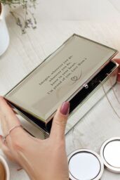 Personalised Memento Company Women's Personalised Heart Mirrored Jewellery Box in Metallic Silver - thumbnail 3