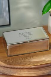 Personalised Memento Company Women's Personalised Heart Mirrored Jewellery Box in Metallic Silver - thumbnail 4