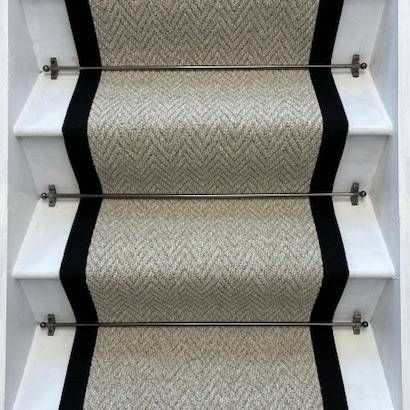 RainbowHome Andes Stair Runner With 100% Cotton Black Border in Grey - Size: 70 cm x 650 cm - image 1