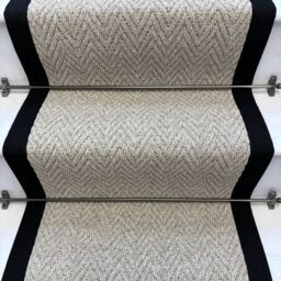 RainbowHome Andes Stair Runner With 100% Cotton Black Border in Grey - Size: 70 cm x 650 cm - thumbnail 2