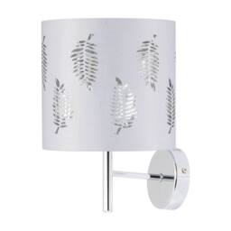 First Choice Lighting Set of 2 Brea - Chrome Wall Lights with White Fern Shades in Silver - thumbnail 2