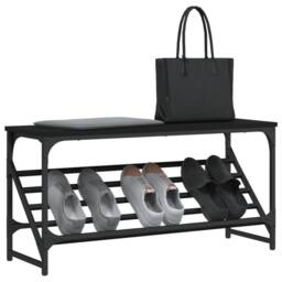 Berkfield Home Shoe Rack Black 90x30x45 cm Engineered Wood - Size: 90 x 30 x 45 cm - thumbnail 3