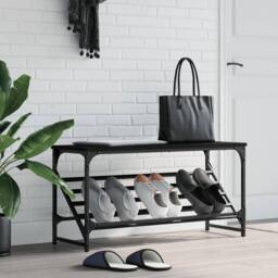 Berkfield Home Shoe Rack Black 90x30x45 cm Engineered Wood - Size: 90 x 30 x 45 cm - thumbnail 2