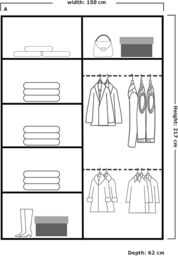 Sliding Wardrobes 4U Modern Sliding Wardrobe with LED Light W 150cm x H 217cm x D 62cm in Black - thumbnail 2