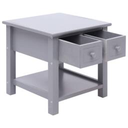 Berkfield Home Side Table Grey 40x40x40 cm Paulownia Wood - Size: 40 x 40 x 40 cm - thumbnail 4