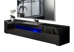 Moderna Black 200cm TV Stand, Gloss Finish, Fits up to 80 Inch TV - thumbnail 3