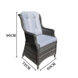 Shatchi Grey Rattan Garden Dining Chair with Cushion Outdoor Patio Seat 1 or 2 set - Size: 1 Pack - thumbnail 8