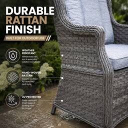 Shatchi Grey Rattan Garden Dining Chair with Cushion Outdoor Patio Seat 1 or 2 set - Size: 1 Pack - thumbnail 4