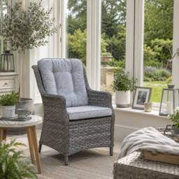 Shatchi Grey Rattan Garden Dining Chair with Cushion Outdoor Patio Seat 1 or 2 set - Size: 1 Pack