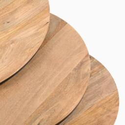 FurnitureboxUK Andes Round Light Oak Wood Set of 3 Nesting Coffee Tables in Light Brown - thumbnail 6
