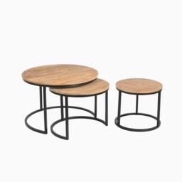 FurnitureboxUK Andes Round Light Oak Wood Set of 3 Nesting Coffee Tables in Light Brown - thumbnail 5