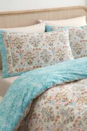 Dreams & Drapes 'Edena Decorative Floral' Easy Care Duvet Cover Set in Natural - Size: Single - thumbnail 2