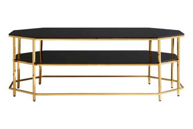 Orsina Luxe Black Tempered Glass Coffee Table, Functional Storage Of Display Table, Spacious Table With Storage - image 1