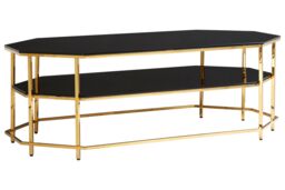 Orsina Luxe Black Tempered Glass Coffee Table, Functional Storage Of Display Table, Spacious Table With Storage - thumbnail 2