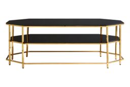 Orsina Luxe Black Tempered Glass Coffee Table, Functional Storage Of Display Table, Spacious Table With Storage