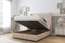"Sloomy Marlborough Naples Ottoman Bed Set With 54"" Wingback Headboard in Light Sand - Size: Super King" - thumbnail 2