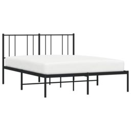 Berkfield Home Metal Bed Frame with Headboard Black 120x200 cm - Size: Small Double - thumbnail 3