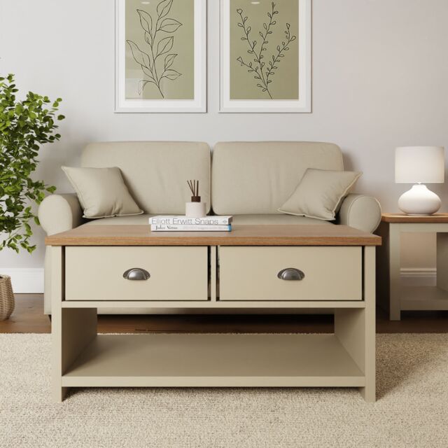 GFW Lancaster 2 Drawer Coffee Table in Cream - image 1