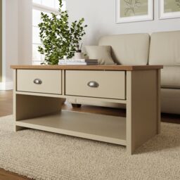 GFW Lancaster 2 Drawer Coffee Table in Cream - thumbnail 2