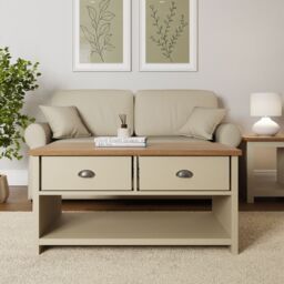 GFW Lancaster 2 Drawer Coffee Table in Cream