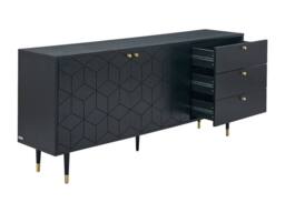 Vente-unique Sideboard With 2 Doors & 3 Drawers Oak Veneer - Black & Gold - thumbnail 7