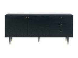 Vente-unique Sideboard With 2 Doors & 3 Drawers Oak Veneer - Black & Gold - thumbnail 2