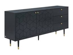 Vente-unique Sideboard With 2 Doors & 3 Drawers Oak Veneer - Black & Gold - thumbnail 5