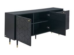 Vente-unique Sideboard With 2 Doors & 3 Drawers Oak Veneer - Black & Gold - thumbnail 6