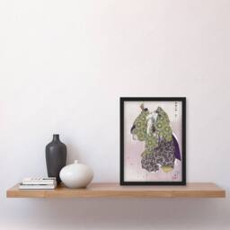 Artery8 Theater Play Arashiyama Vintage Japan Framed Wall Art Print Tsukioka in Purple - Size: A4 - thumbnail 4