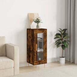 Berkfield Home Sideboard Smoked Oak 34.5x34x90 cm Engineered Wood in Brown - thumbnail 2