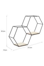 Living and Home Modern Classic Stable Hexagon Wall Shelf Display Shelf Plant Stand with Iron Frame in Black - thumbnail 6
