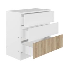 Flair Luca Ribbed Mid Sleeper with 3 Drawer Chest Pair in Light Oak - Size: Single - thumbnail 9