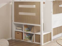 Flair Luca Ribbed Mid Sleeper with 3 Drawer Chest Pair in Light Oak - Size: Single - thumbnail 4