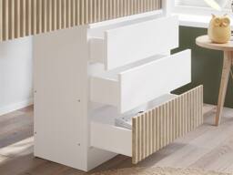 Flair Luca Ribbed Mid Sleeper with 3 Drawer Chest Pair in Light Oak - Size: Single - thumbnail 3