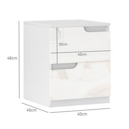 HOMCOM Modern Bedside Table with 2 Drawers for Bedroom, Living Room, White - thumbnail 3