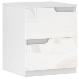 HOMCOM Modern Bedside Table with 2 Drawers for Bedroom, Living Room, White - thumbnail 2