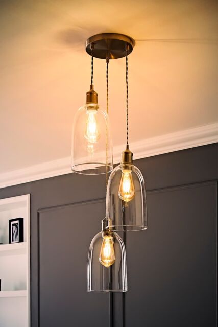 ValueLights Kira Glass Cloche Dome 3 Drop Cluster Ceiling Pendant Light with LED Bulbs in Silver - image 1